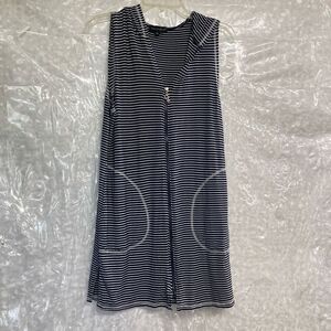 CLUB Z COLLECTION Women’s Blue & White Striped Hooded Stretchy Dress Size Med